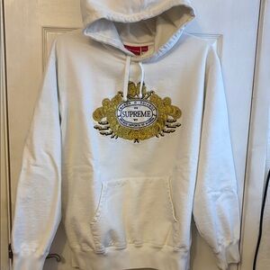 Supreme White Hoodie with Gold Design